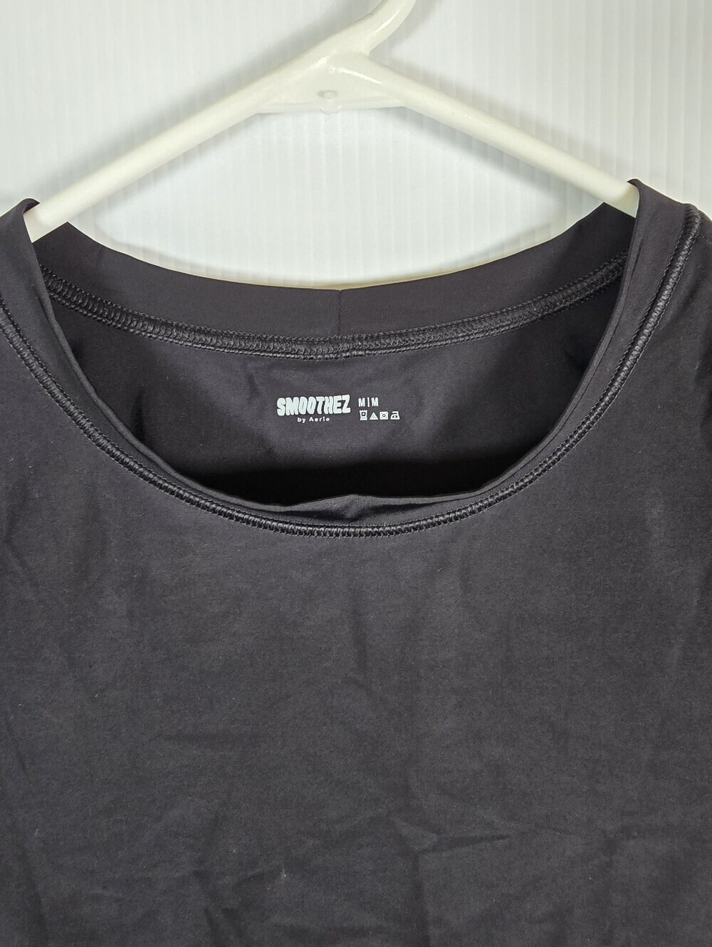 NWOT‎ Aerie Womens Black SMOOTHEZ Crop Top Bralette Short Sleeve Bodycon Size M - Picture 5 of 10